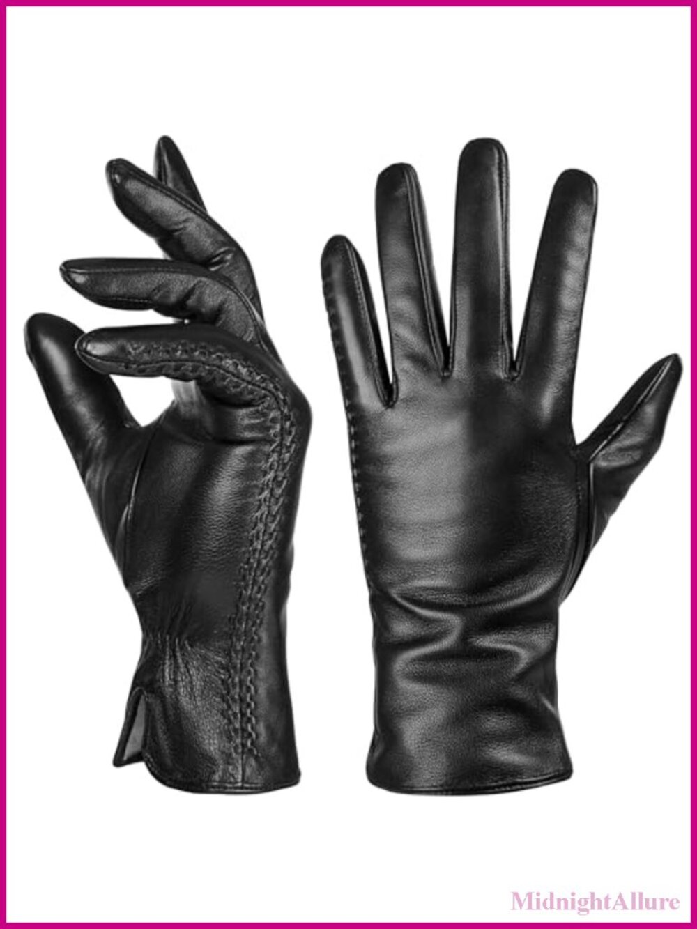 Leather Wool Lined Touchscreen Texting Winter Gloves Women